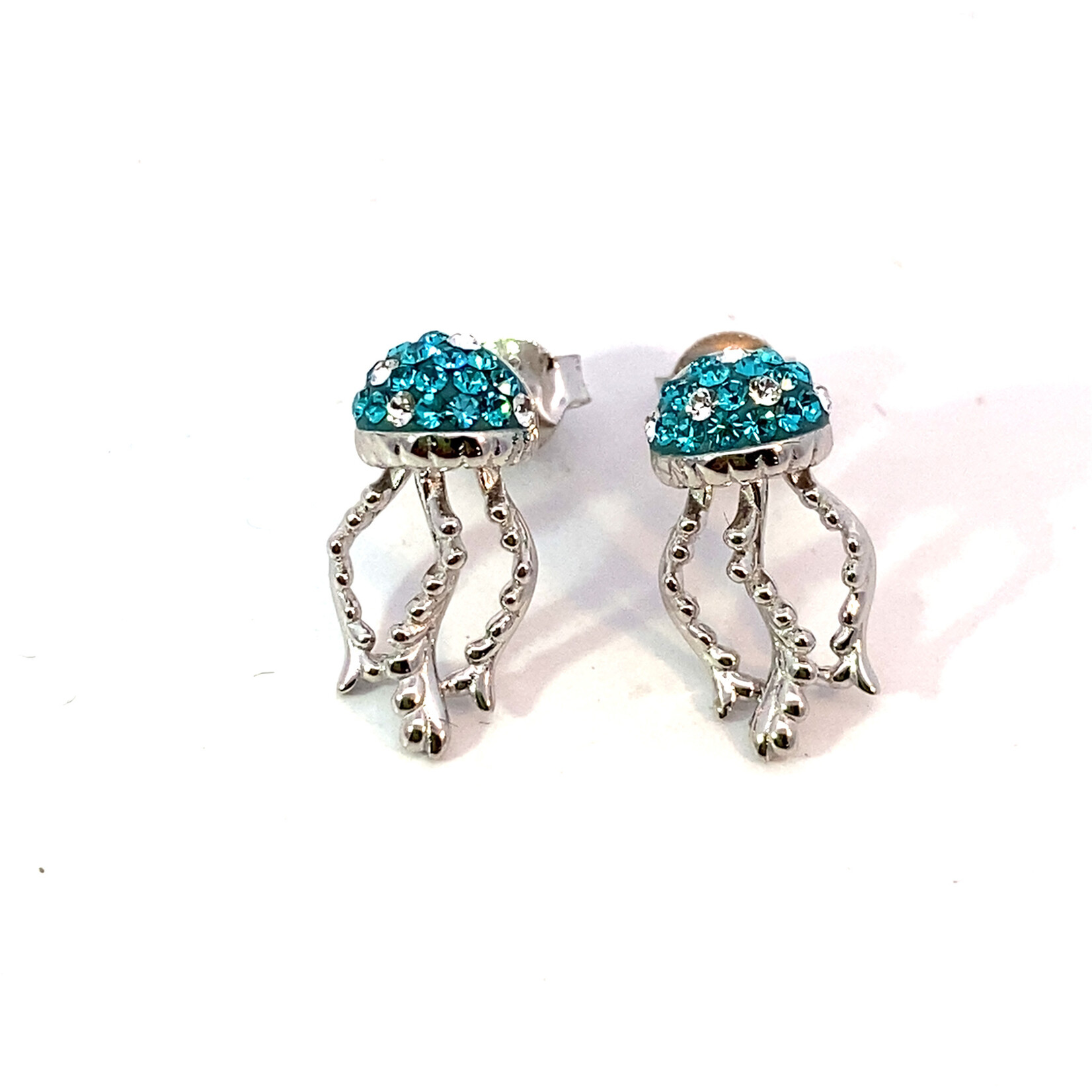 Sterling Silver Crystal Jellyfish Studs