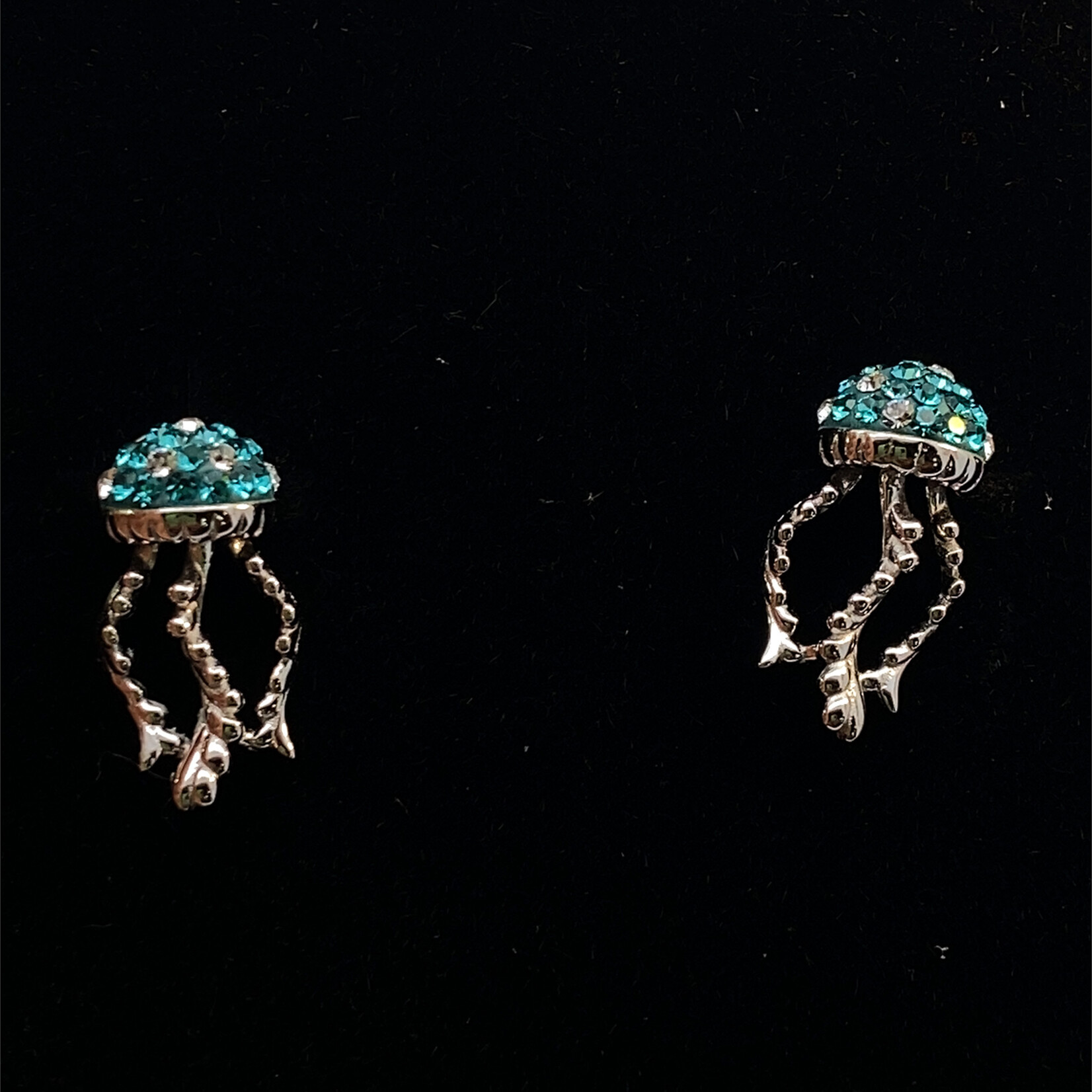 Sterling Silver Crystal Jellyfish Studs