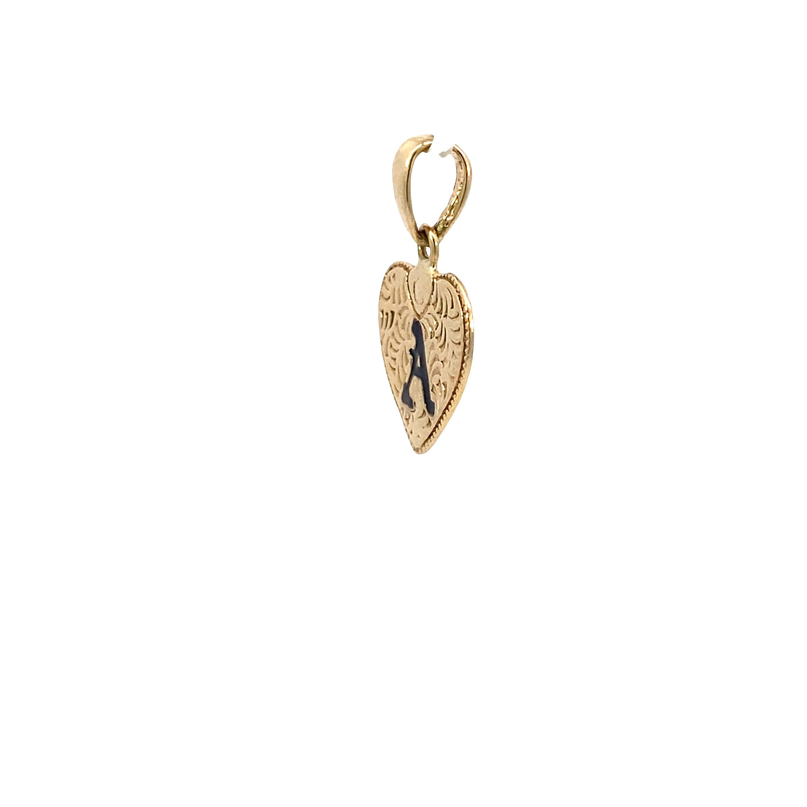 14K Yellow Gold Initial Heart Pendant "A" Epoxy