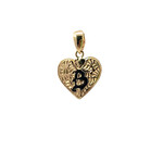 14K Yellow Gold Initial Heart Pendant "B" Epoxy