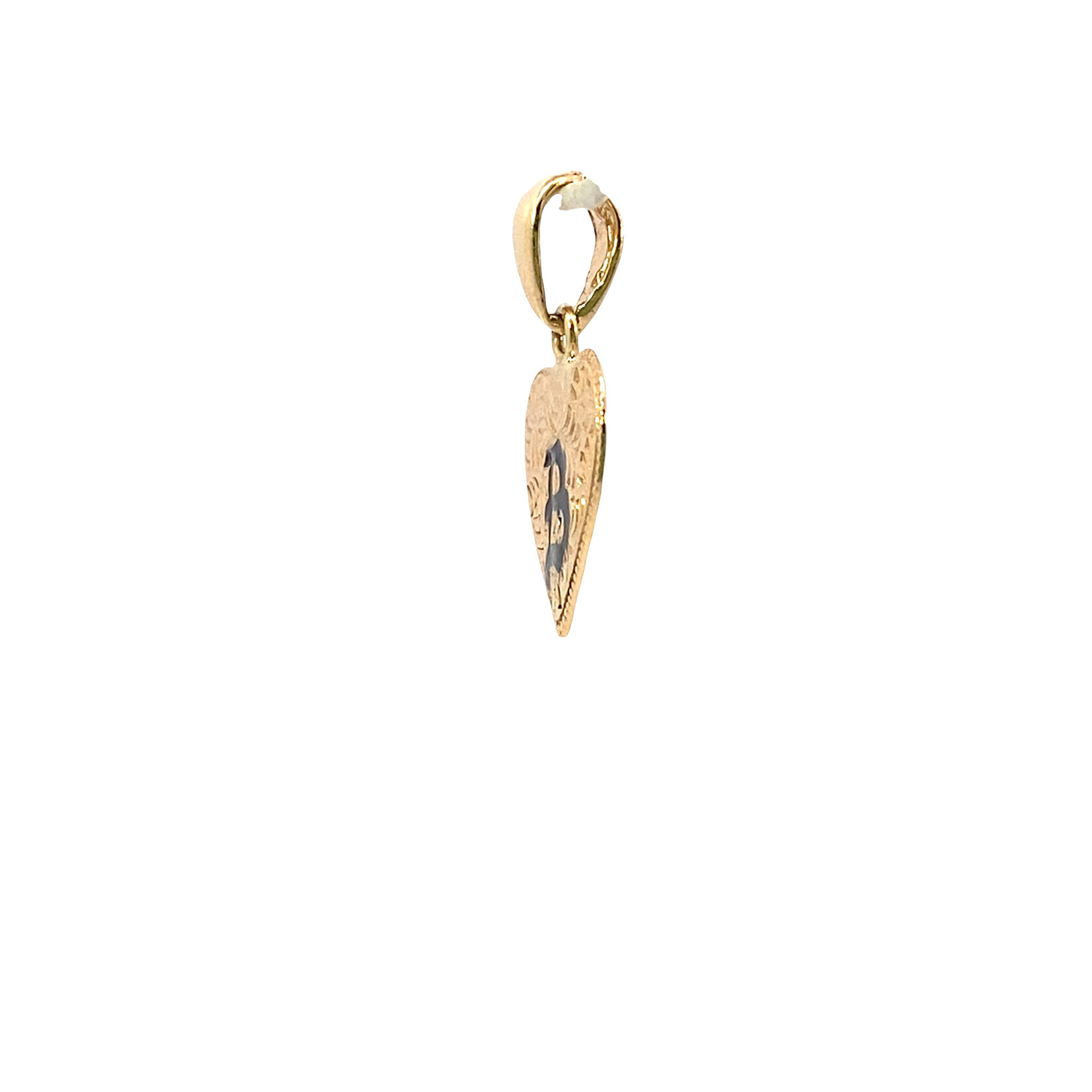 14K Yellow Gold Initial Heart Pendant "B" Epoxy