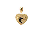 14K Yellow Gold Initial Heart Pendant "C" Epoxy