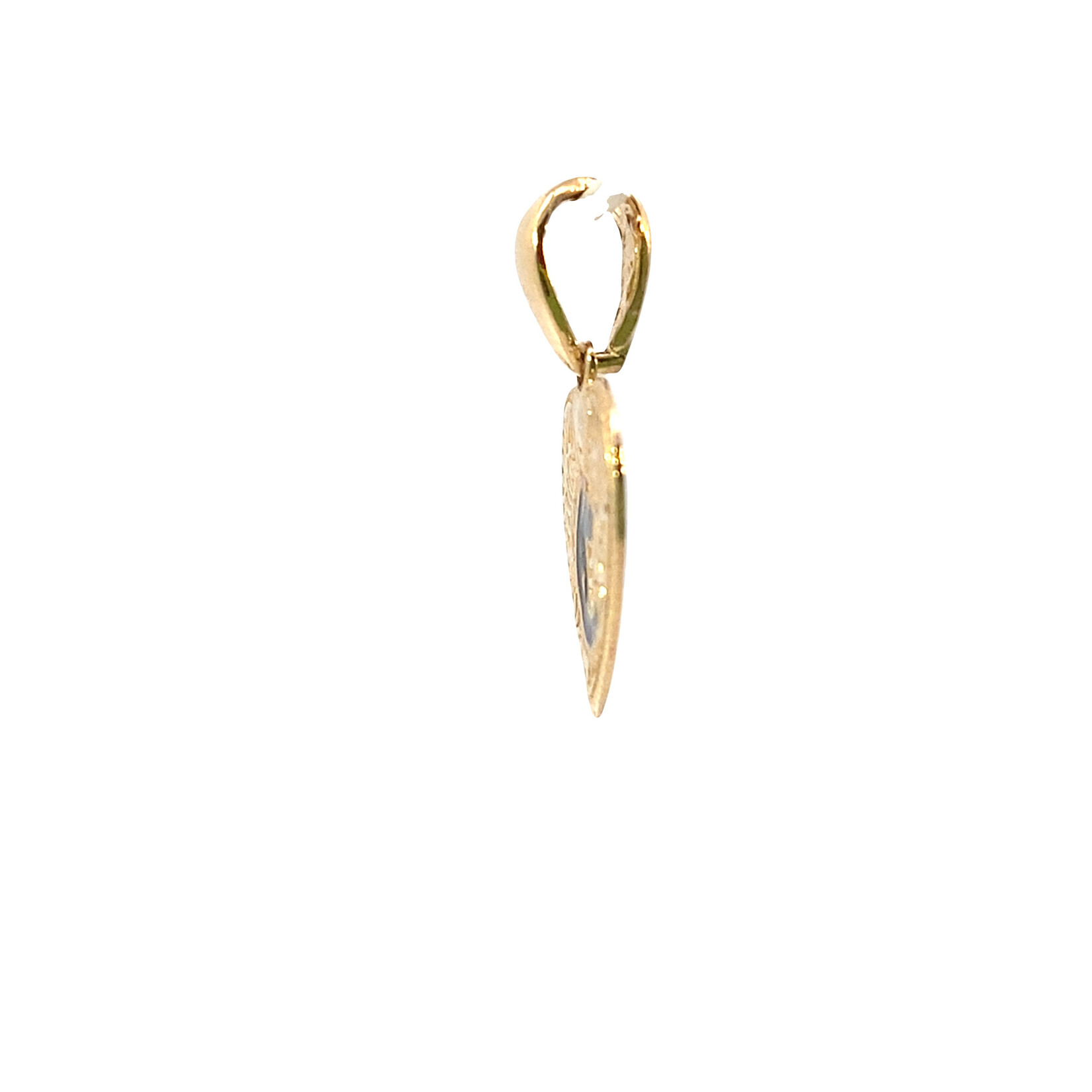 14K Yellow Gold Initial Heart Pendant "D" Epoxy