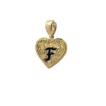14K Yellow Gold Initial Heart Pendant "F" Epoxy