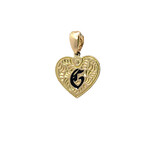 14K Yellow Gold Initial Heart Pendant "G" Epoxy