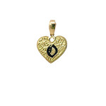 14K Yellow Gold Initial Heart Pendant "O" Epoxy