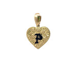 14K Yellow Gold Initial Heart Pendant "P" Epoxy