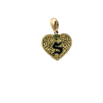14K Yellow Gold Initial Heart Pendant "S" Epoxy