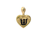 14K Yellow Gold Initial Heart Pendant "W" Epoxy
