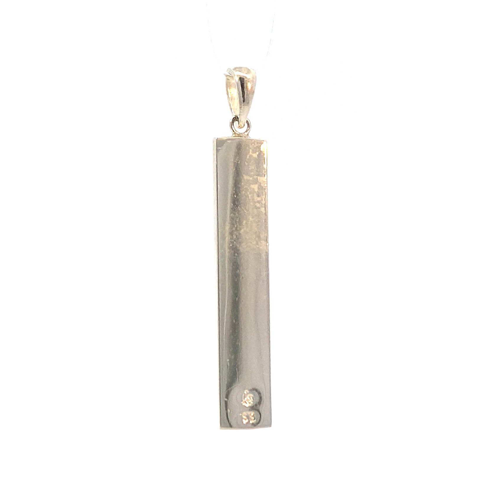 Plumeria Floral Sterling Silver 1.25" 6mm Flat Heavy Plumeria Floral Bar Pendant