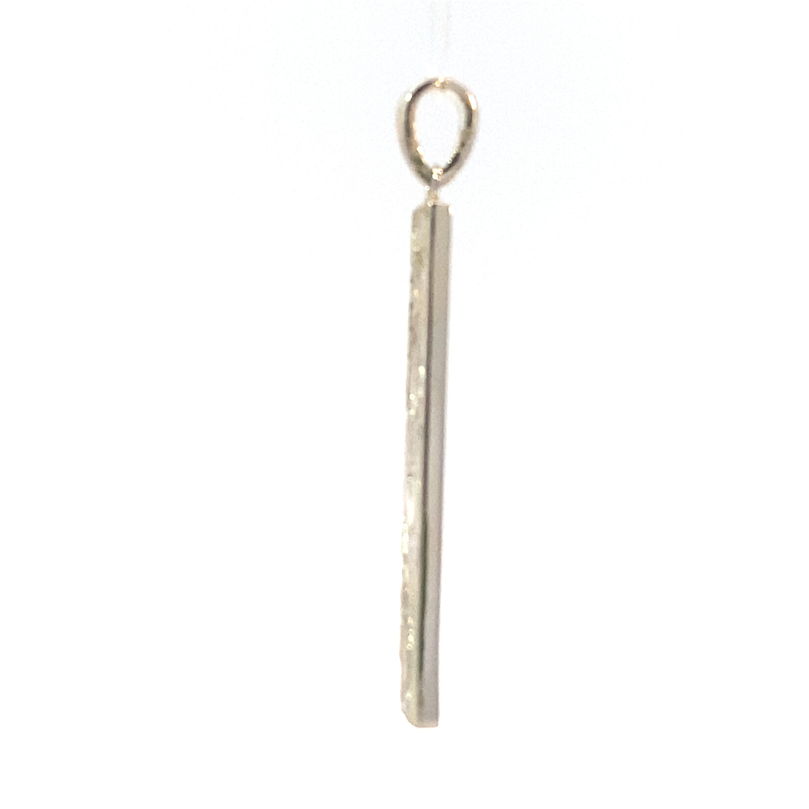 Plumeria Floral Sterling Silver 1.25" 6mm Flat Heavy Plumeria Floral Bar Pendant