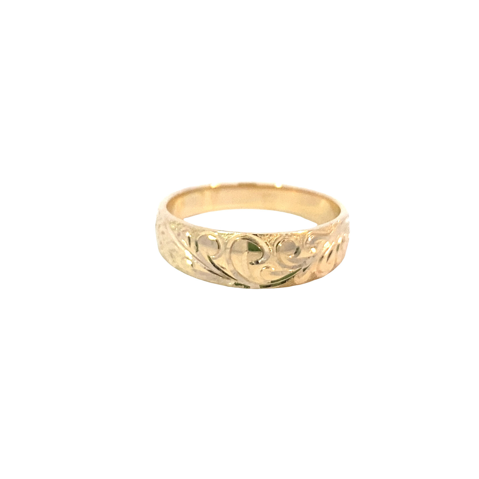 Waves 14K Yellow Gold 5mm Barrel Taper Waves Ring sz6.75