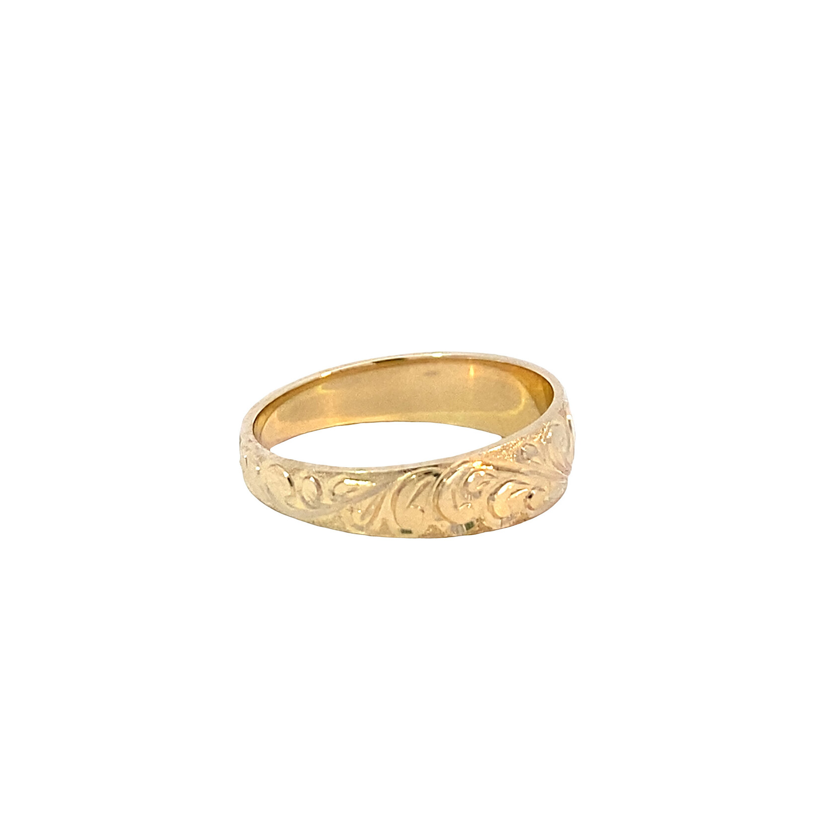 Waves 14K Yellow Gold 5mm Barrel Taper Waves Ring sz6.75
