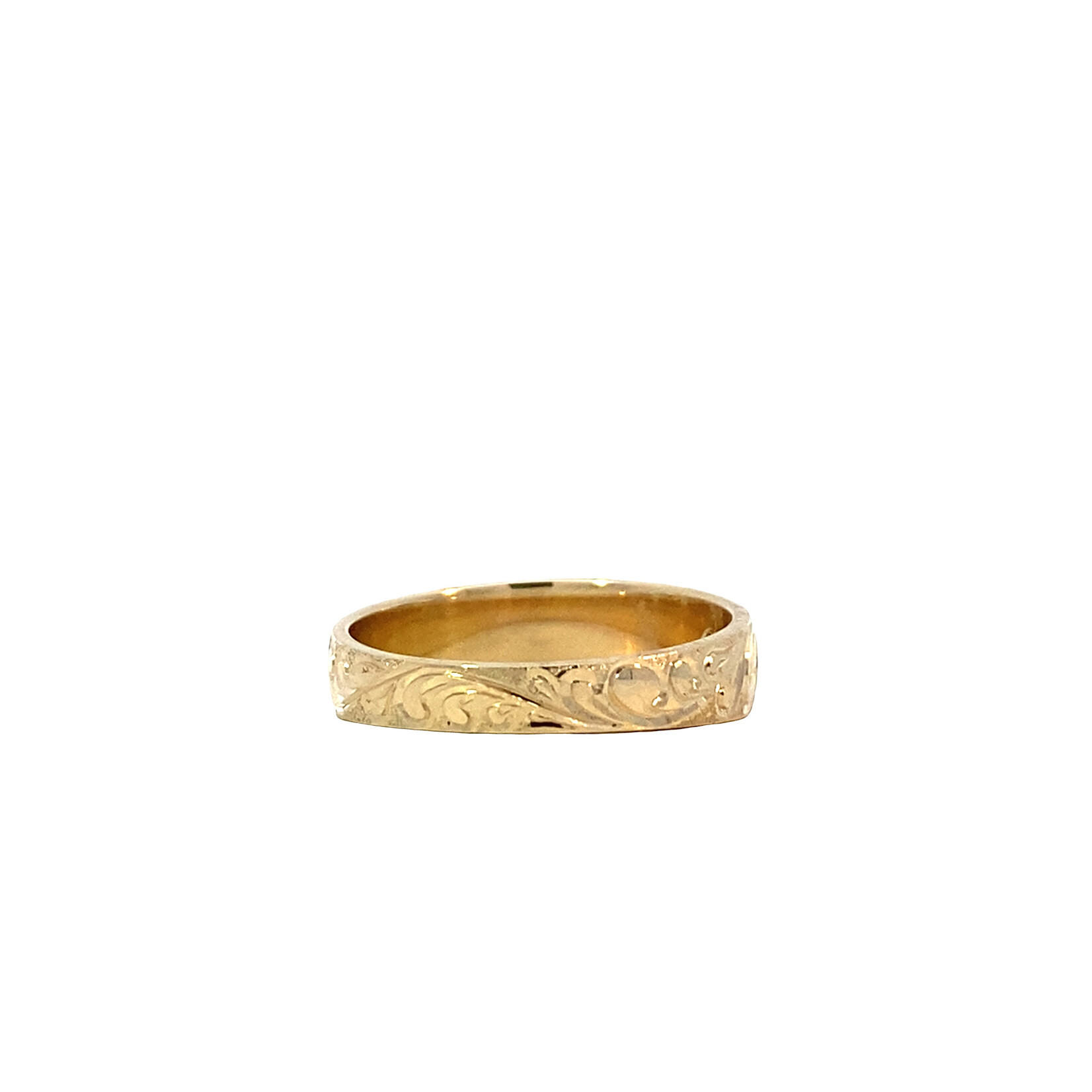 Waves 14K Yellow Gold 5mm Barrel Taper Waves Ring sz6.75