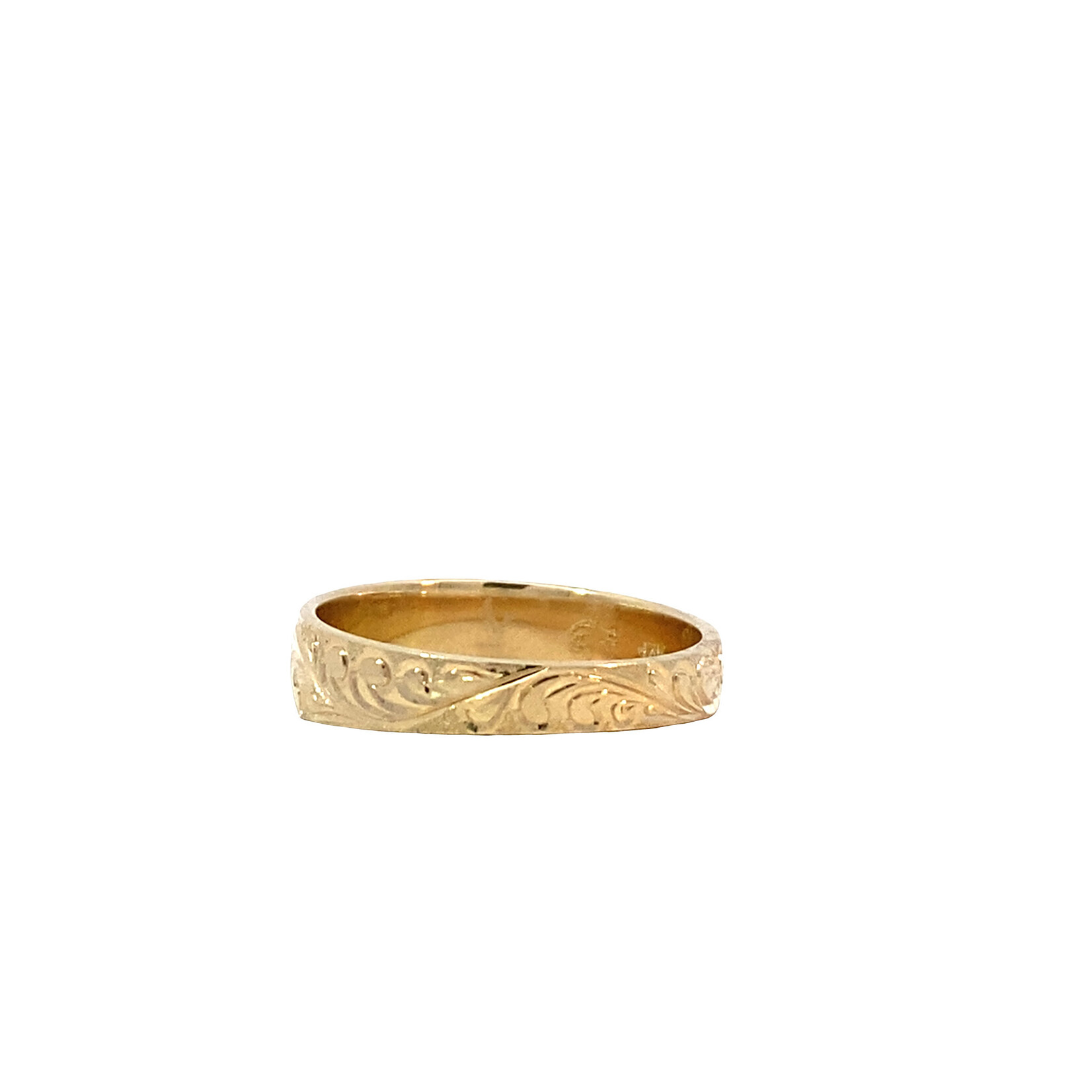 Waves 14K Yellow Gold 5mm Barrel Taper Waves Ring sz6.75