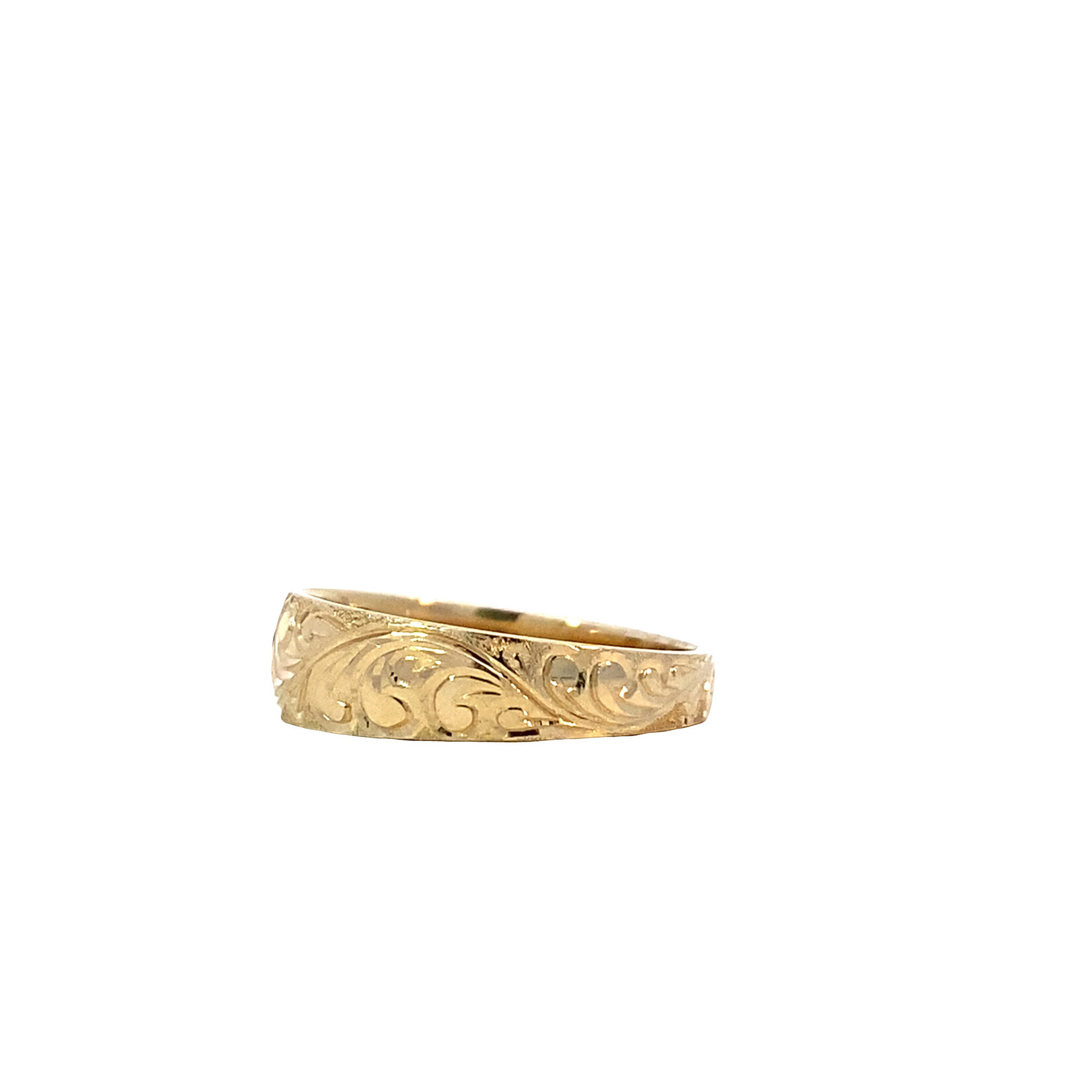 Waves 14K Yellow Gold 5mm Barrel Taper Waves Ring sz6.75
