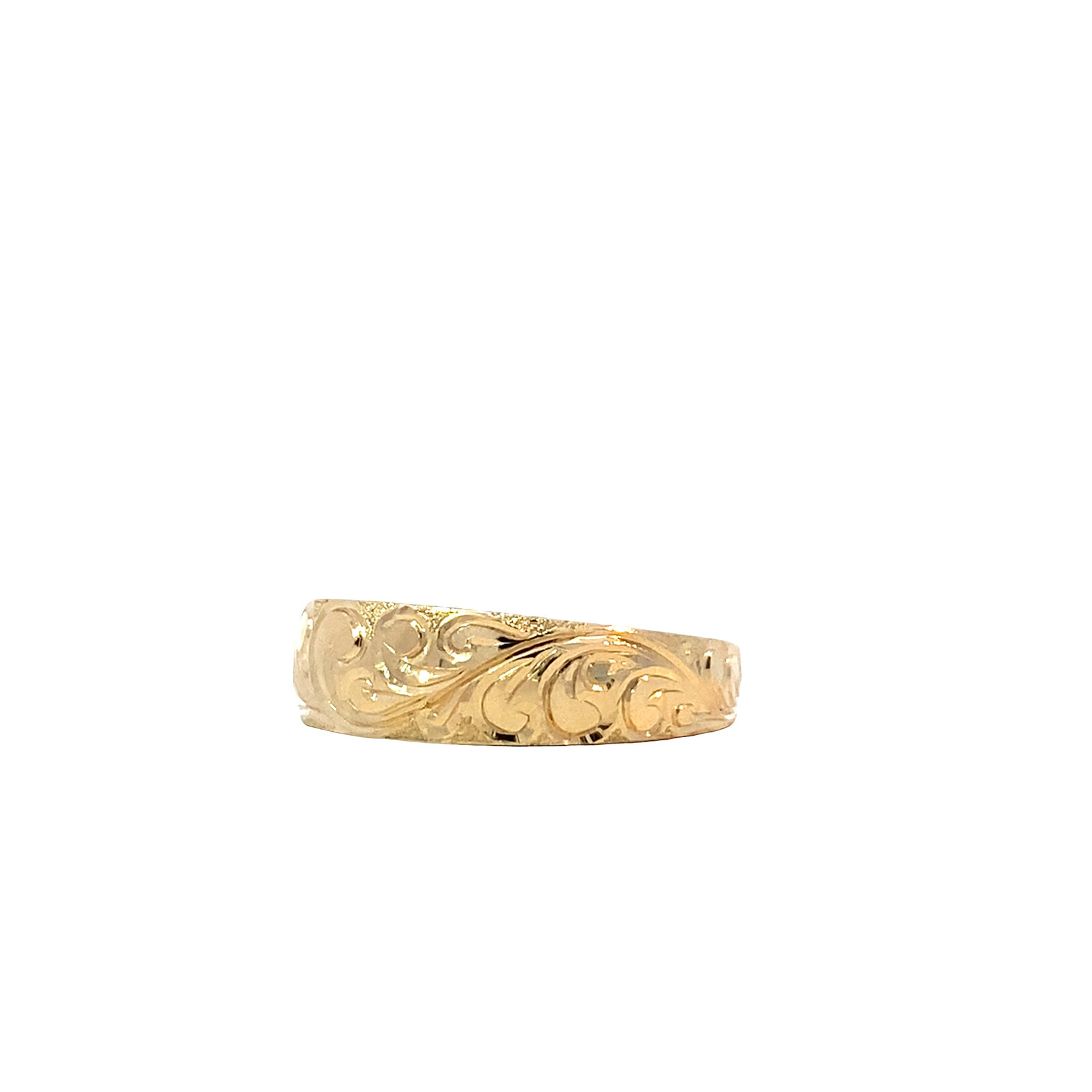 Waves 14K Yellow Gold 5mm Barrel Taper Waves Ring sz6.75
