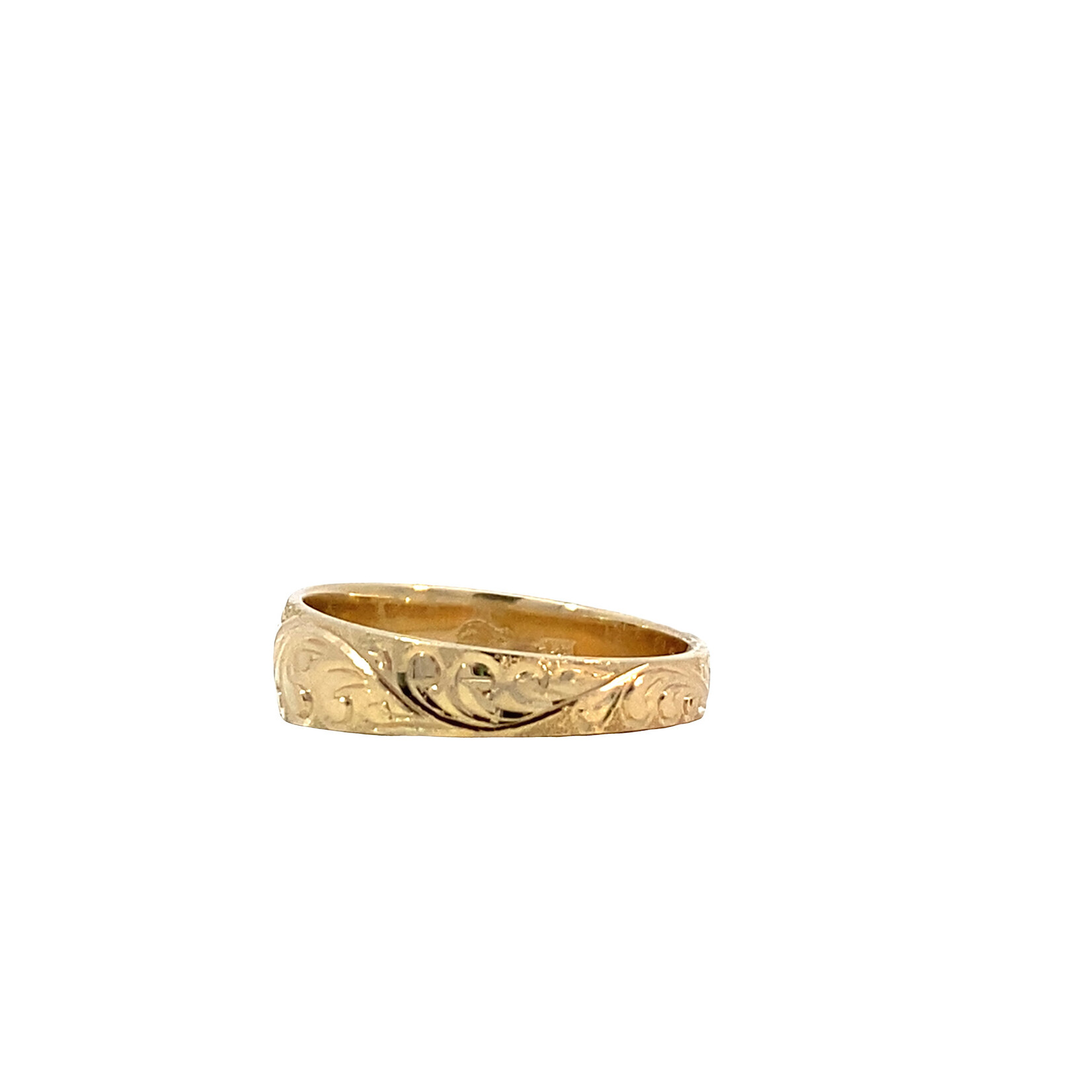 Waves 14K Yellow Gold 5mm Barrel Taper Waves Ring sz6.75