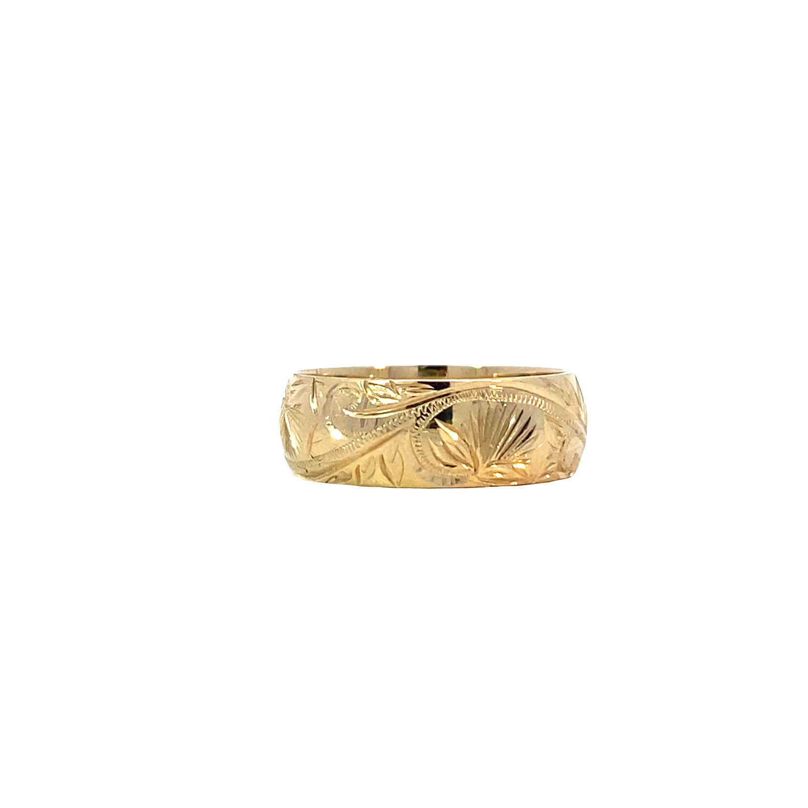 Lehua Blossom 14K Yellow Gold 6mm Barrel Medium Lehua Blossom sz5