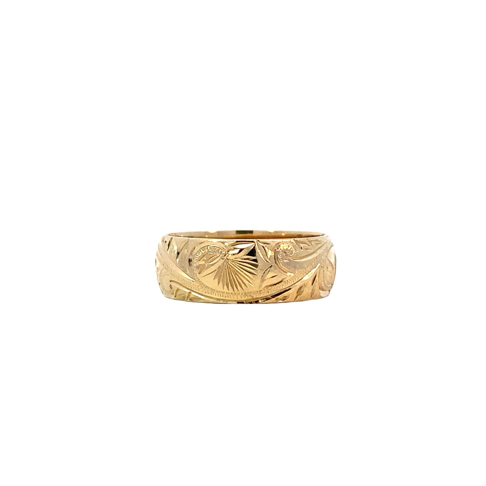 Lehua Blossom 14K Yellow Gold 6mm Barrel Medium Lehua Blossom sz5