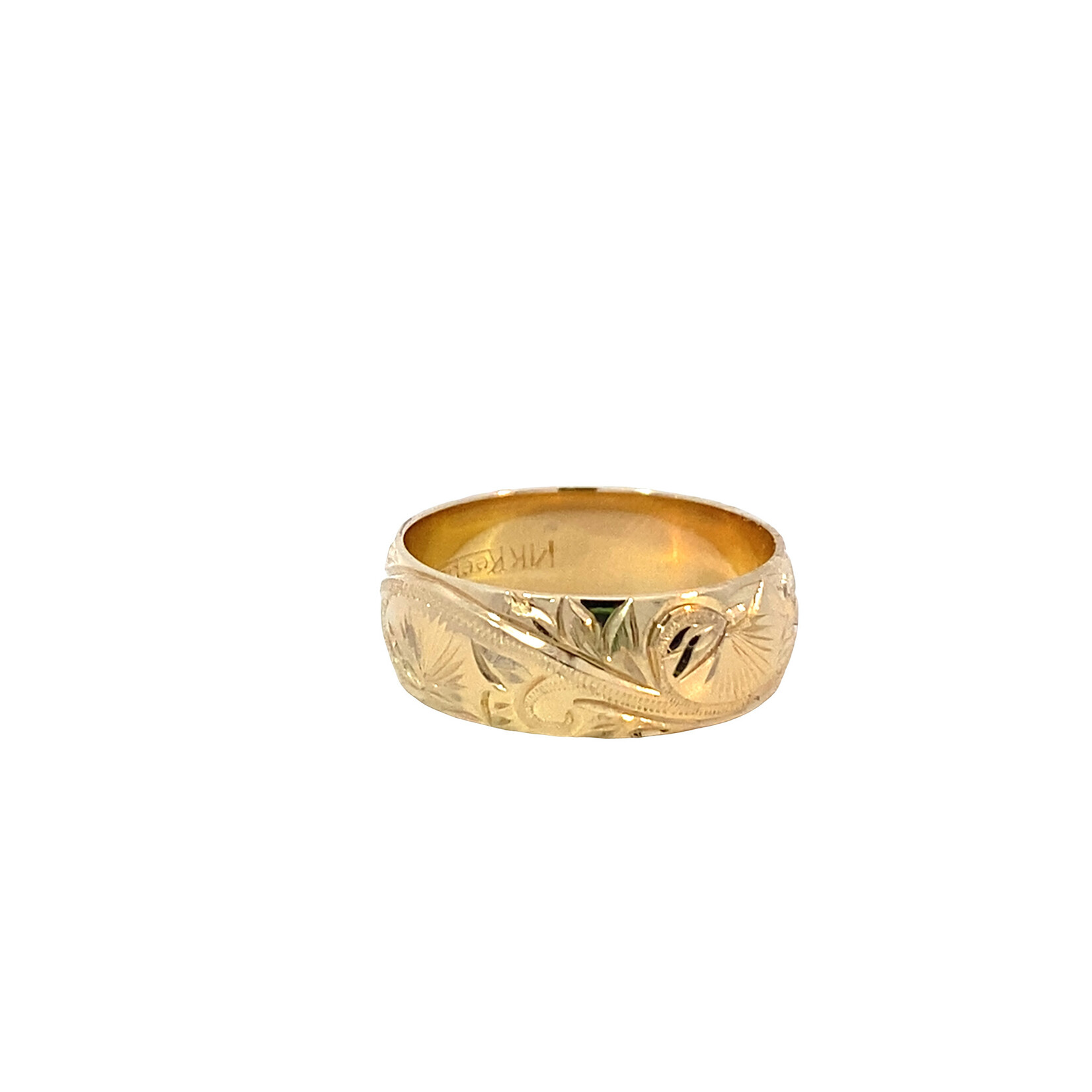 Lehua Blossom 14K Yellow Gold 6mm Barrel Medium Lehua Blossom sz5
