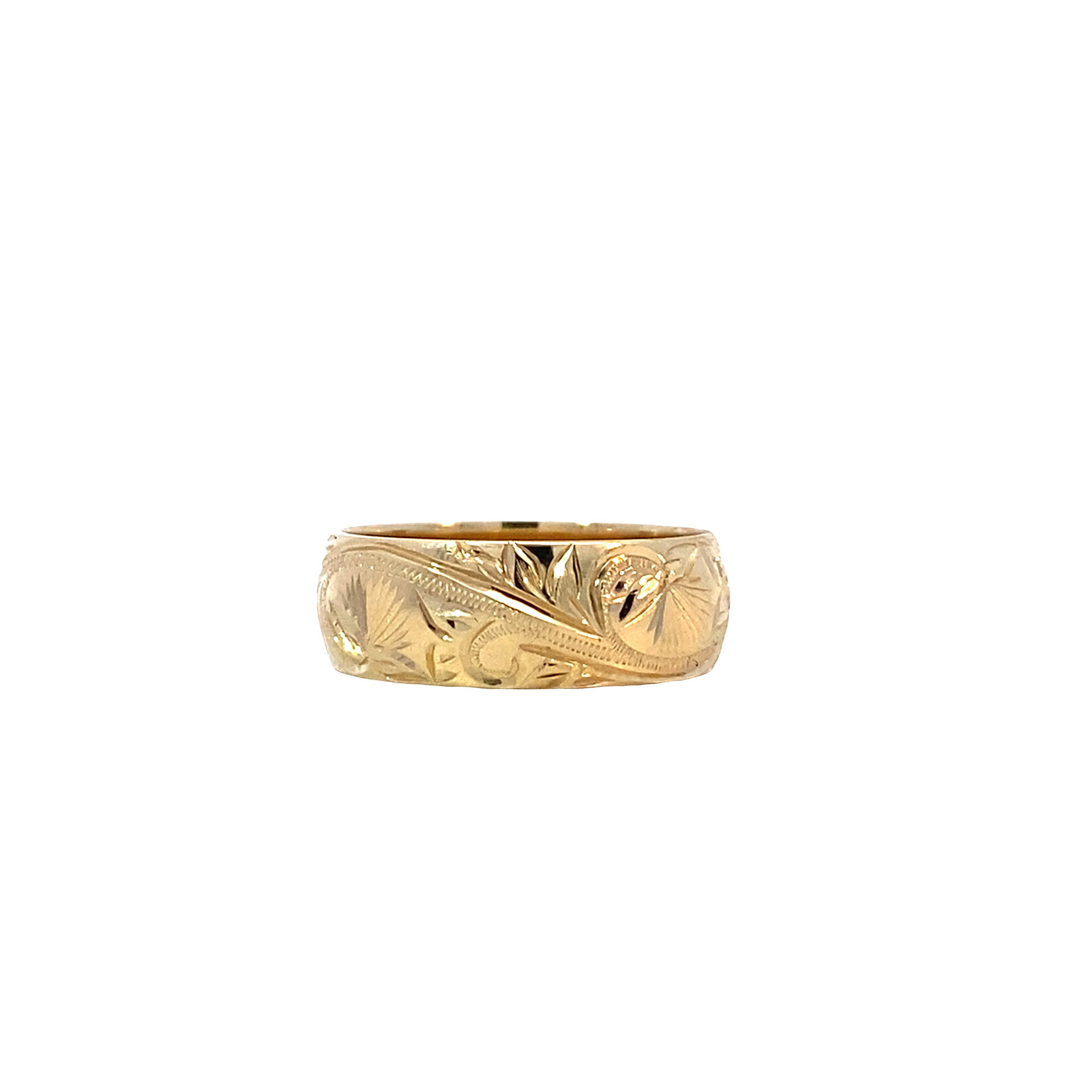 Lehua Blossom 14K Yellow Gold 6mm Barrel Medium Lehua Blossom sz5