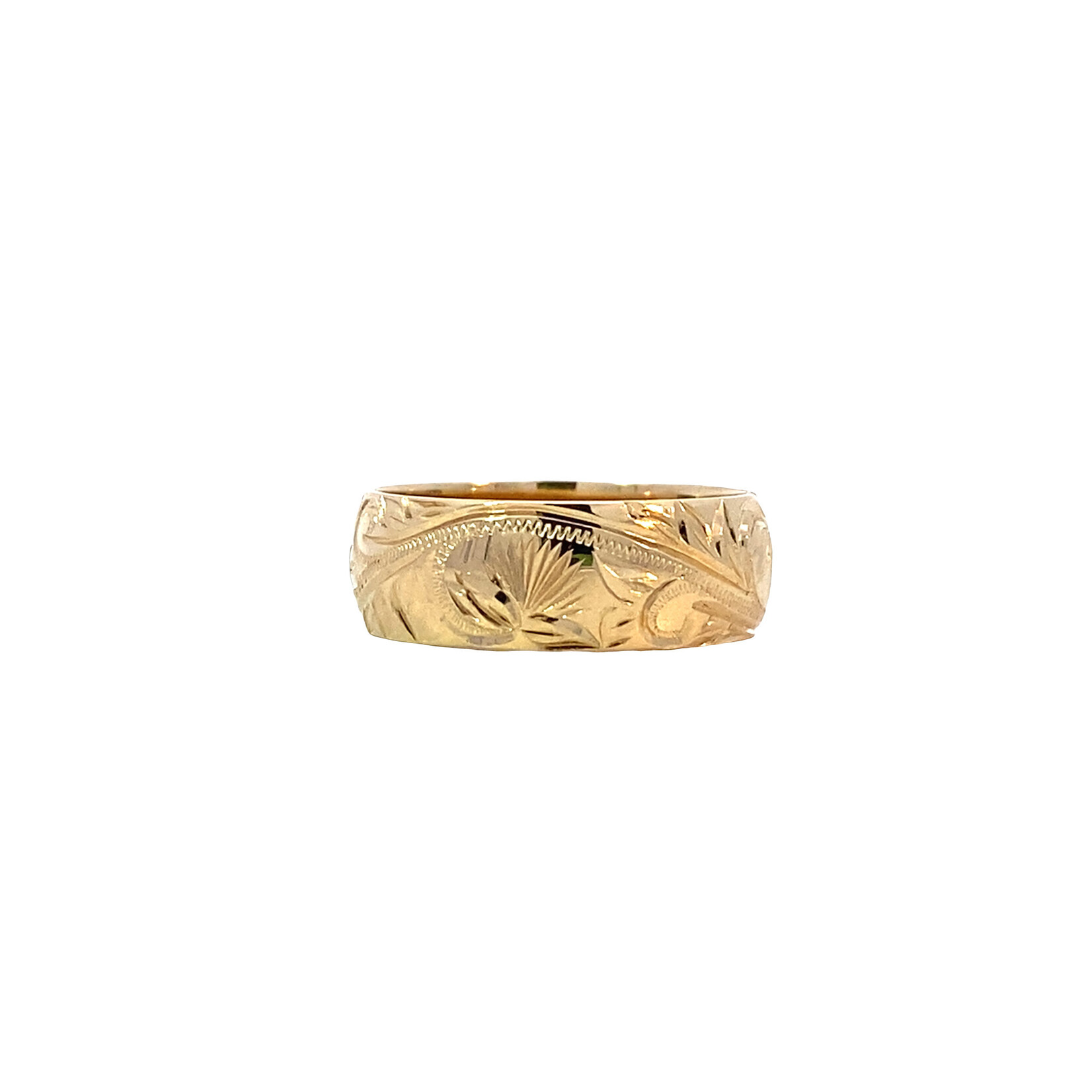 Lehua Blossom 14K Yellow Gold 6mm Barrel Medium Lehua Blossom sz5