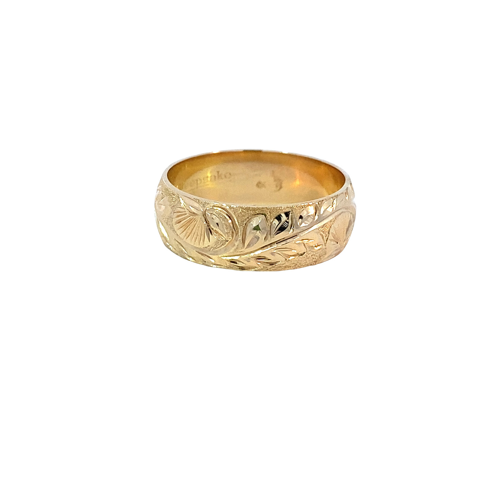 Ohia Lehua 14K Yellow Gold 6mm Barrel Medium Ohia Lehua sz5.5