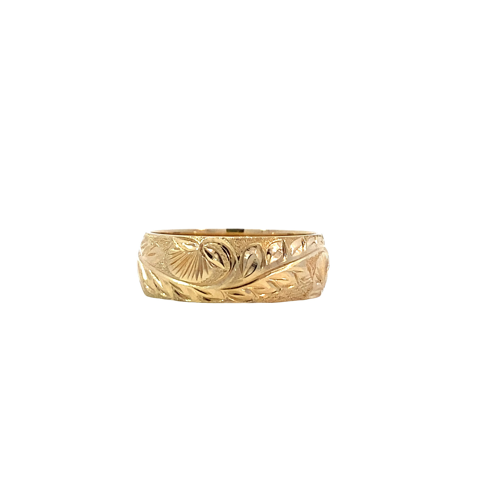 Ohia Lehua 14K Yellow Gold 6mm Barrel Medium Ohia Lehua sz5.5