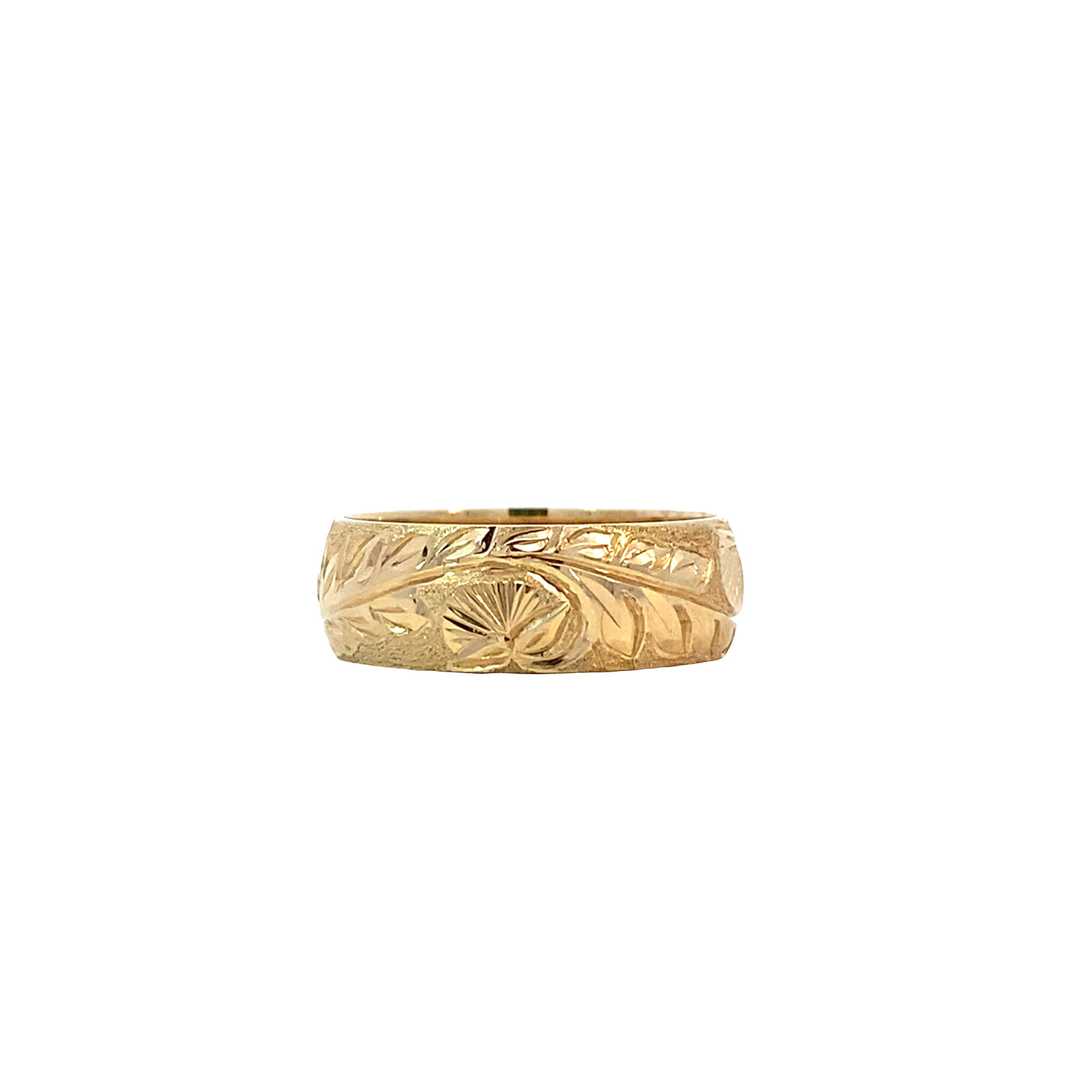 Ohia Lehua 14K Yellow Gold 6mm Barrel Medium Ohia Lehua sz5.5
