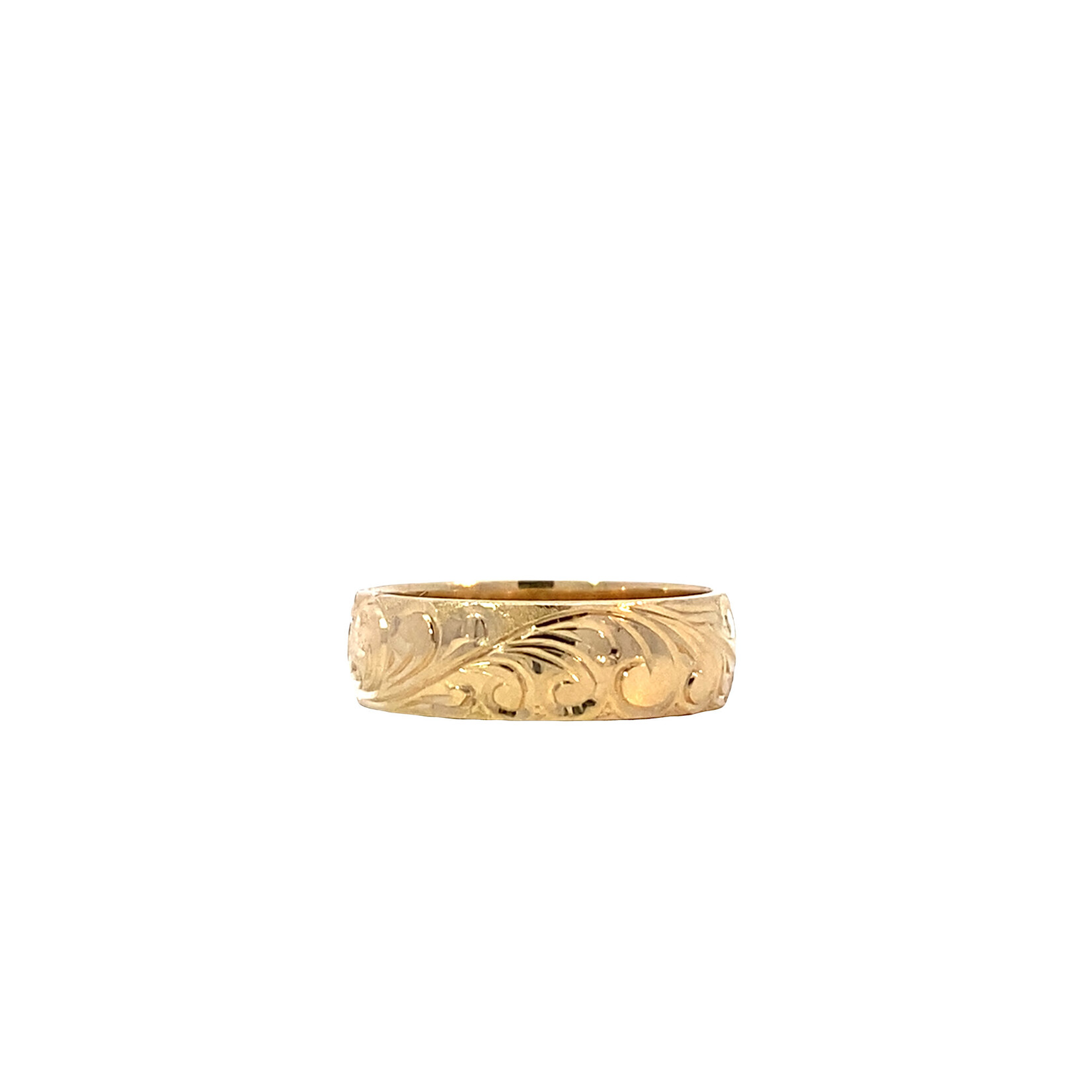 14K Yellow Gold 5mm Barrel Medium Waves Ring sz4.5