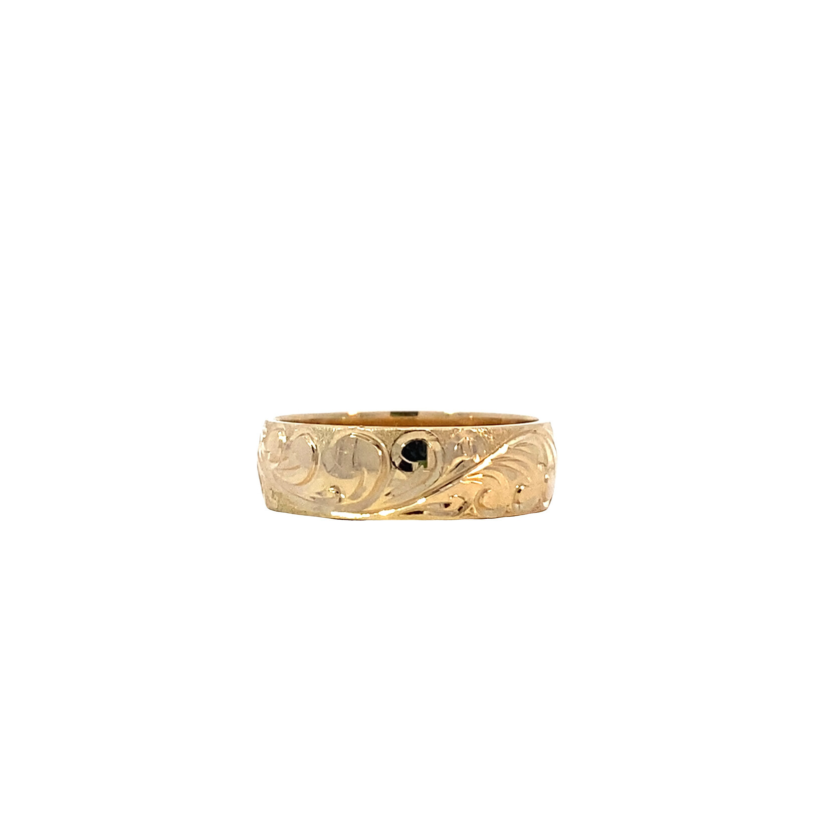 14K Yellow Gold 5mm Barrel Medium Waves Ring sz4.5