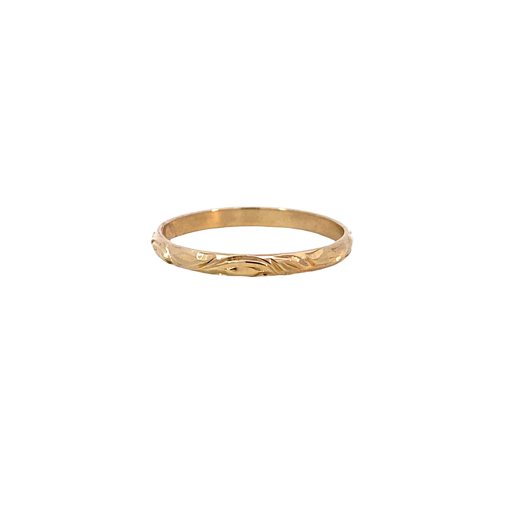 14K Yellow Gold 2mm Barrel Light Maile Ring sz5.75