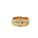 Lehua Blossom 18K Yellow Gold 8mm Barrel Heavy Lehua Blossom Kalai Kula Ring with diamonds D.27ctw sz8