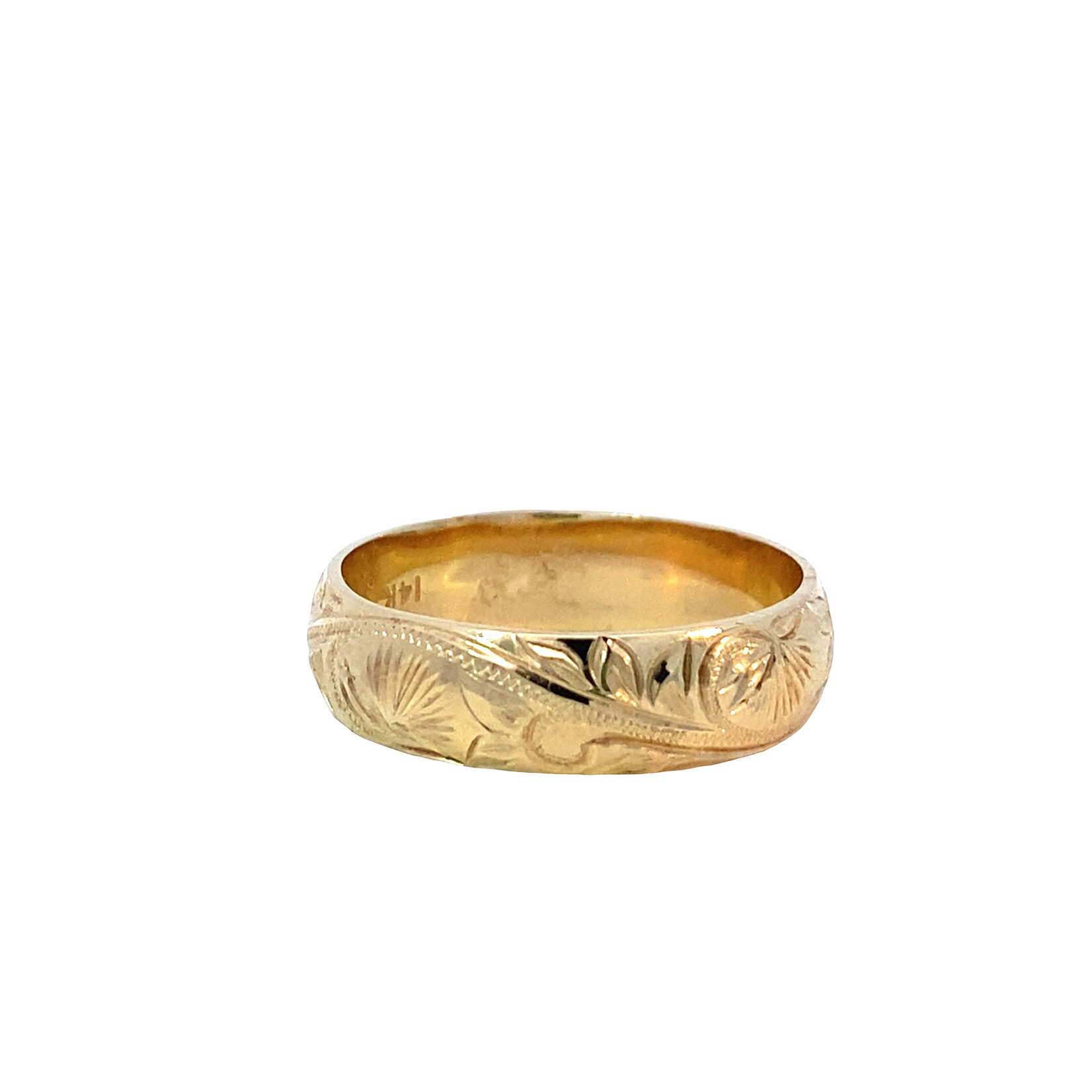 Lehua Blossom 14K Yellow Gold 6mm Barrel Medium Lehua Blossom sz10