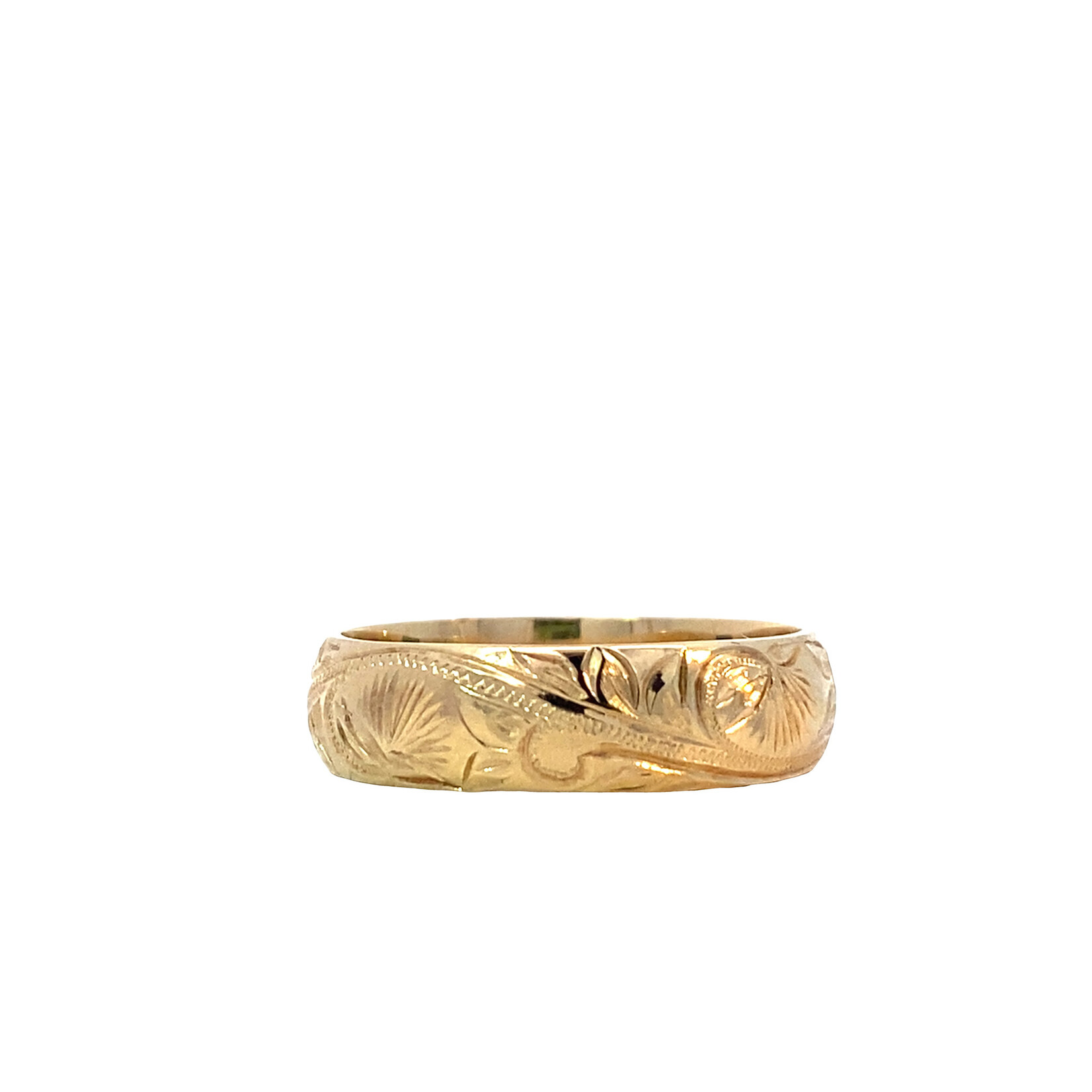 Lehua Blossom 14K Yellow Gold 6mm Barrel Medium Lehua Blossom sz10