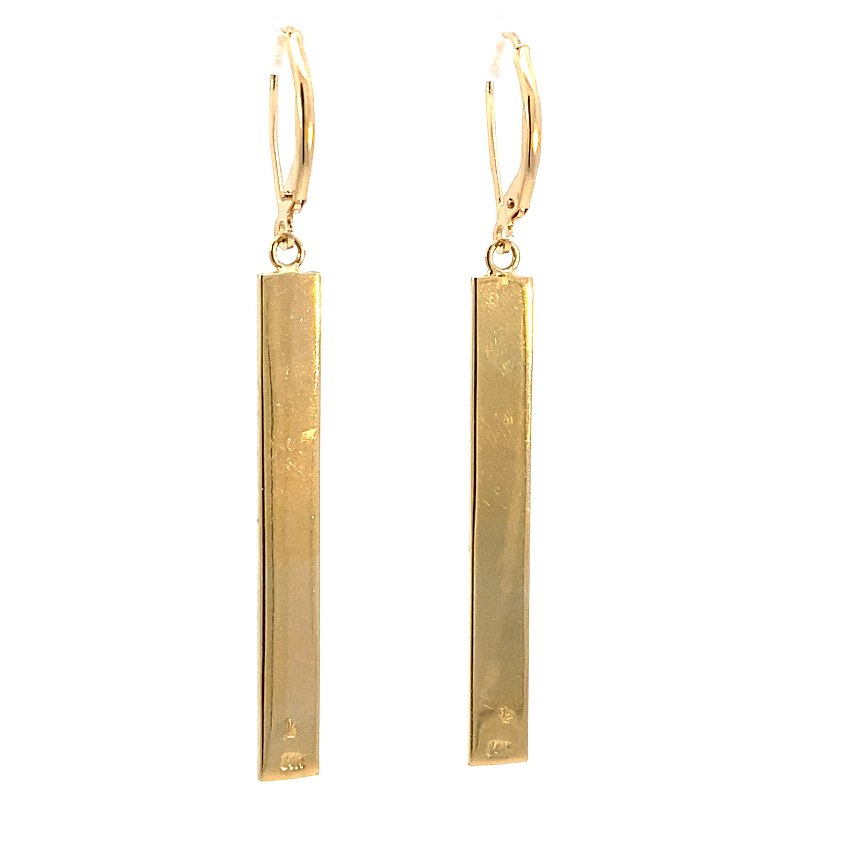 Ohia Lehua 14K Yellow Gold 1.5" 5mm Flat Light Ohia Lehua Bar Dangles