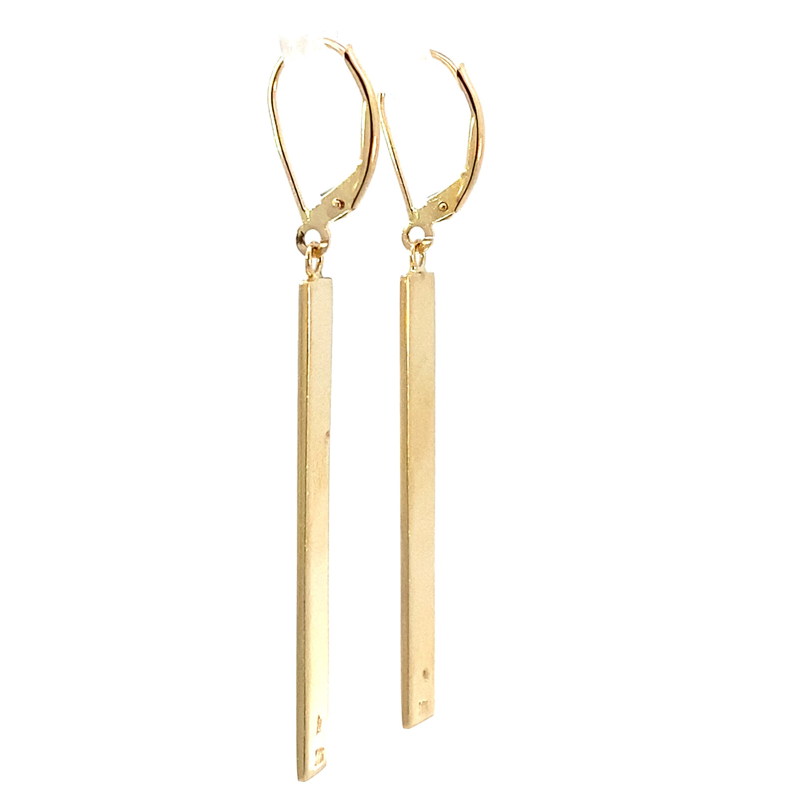 Ohia Lehua 14K Yellow Gold 1.5" 5mm Flat Light Ohia Lehua Bar Dangles