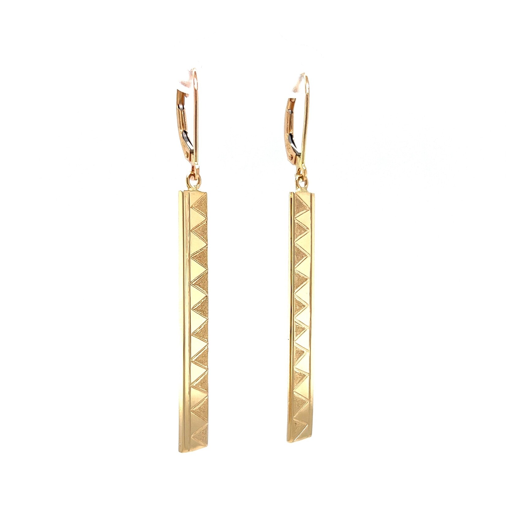 Tribal 14K Yellow Gold 1.5" 5mm Flat Light Tribal Bar Dangles