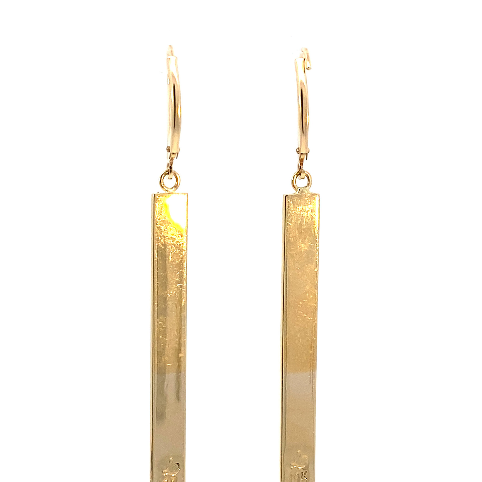 Tribal 14K Yellow Gold 1.5" 5mm Flat Light Tribal Bar Dangles