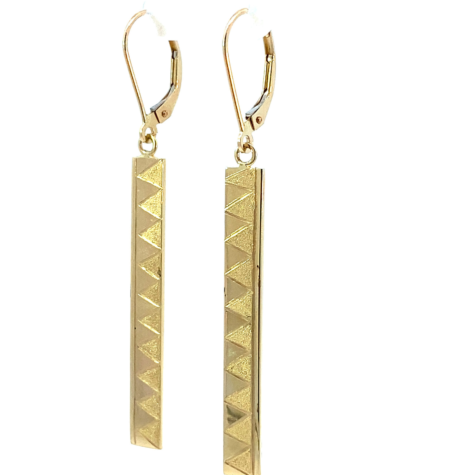 Tribal 14K Yellow Gold 1.5" 5mm Flat Light Tribal Bar Dangles