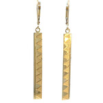 Tribal 14K Yellow Gold 1.5" 5mm Flat Light Tribal Bar Dangles