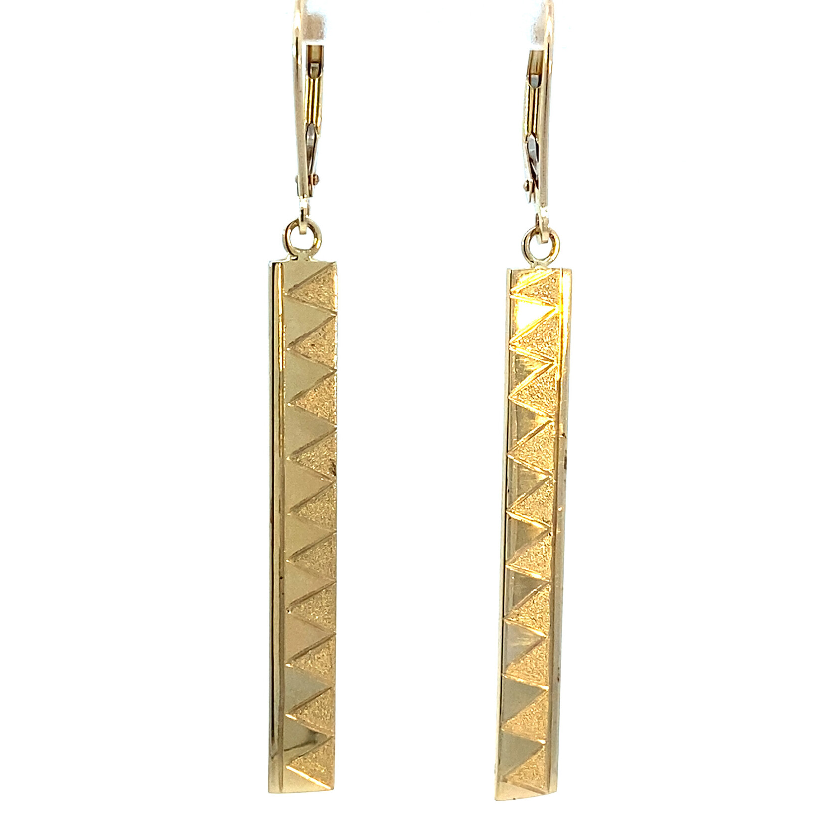 Tribal 14K Yellow Gold 1.5" 5mm Flat Light Tribal Bar Dangles