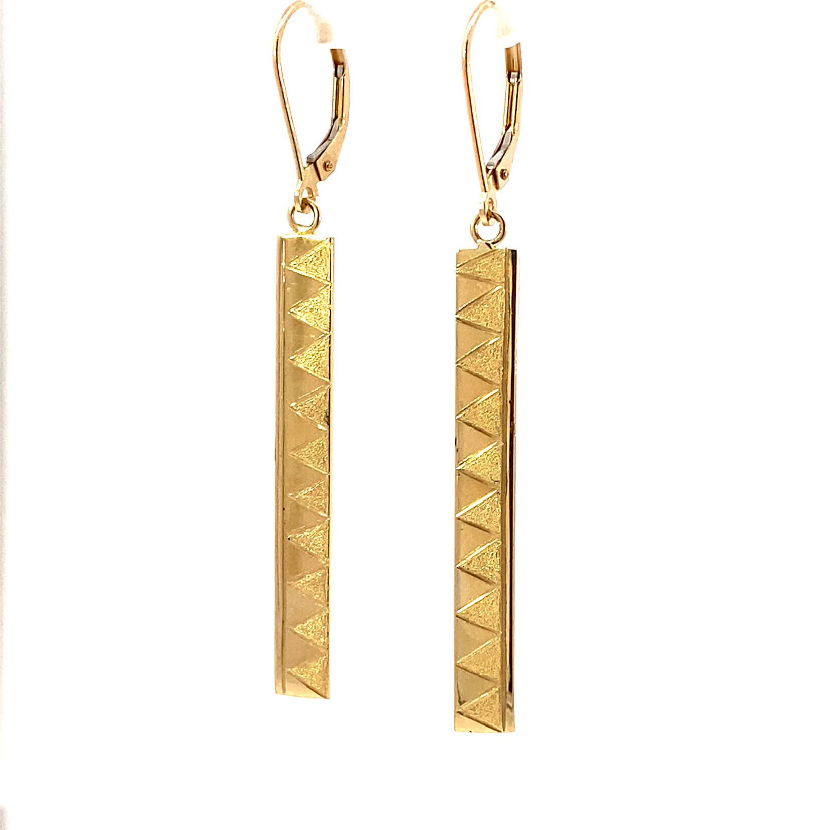 Tribal 14K Yellow Gold 1.5" 5mm Flat Light Tribal Bar Dangles