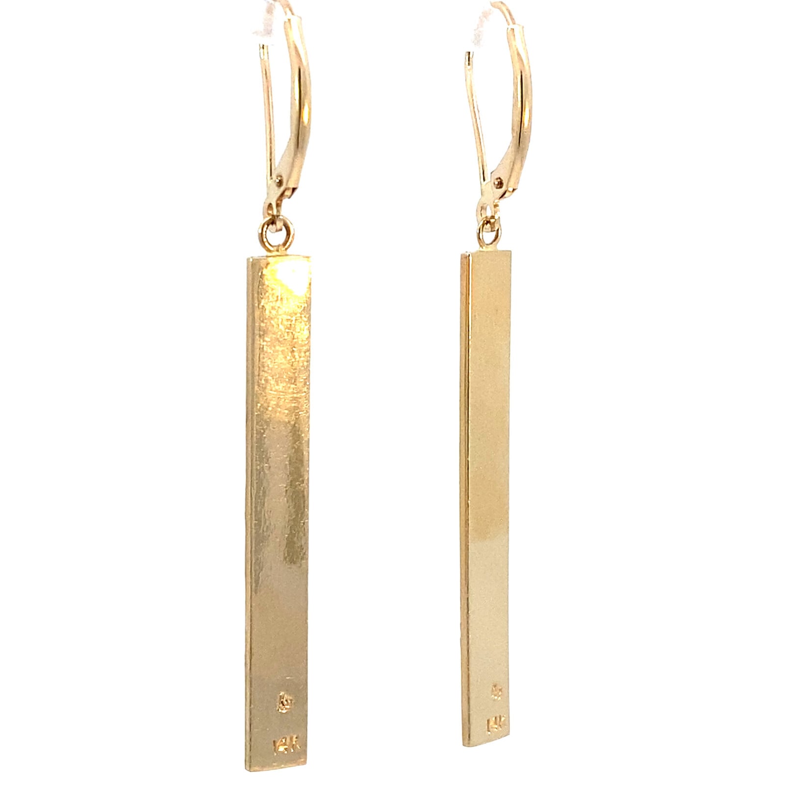 Maile Kaluhea 14K Yellow Gold 1.5" 5mm Flat Light Maile Kaluhea Bar Dangles