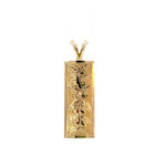 Kona Coffee 14K Yellow Gold 10mm Barrel Medium Vertical 1" Kona Coffee pendant