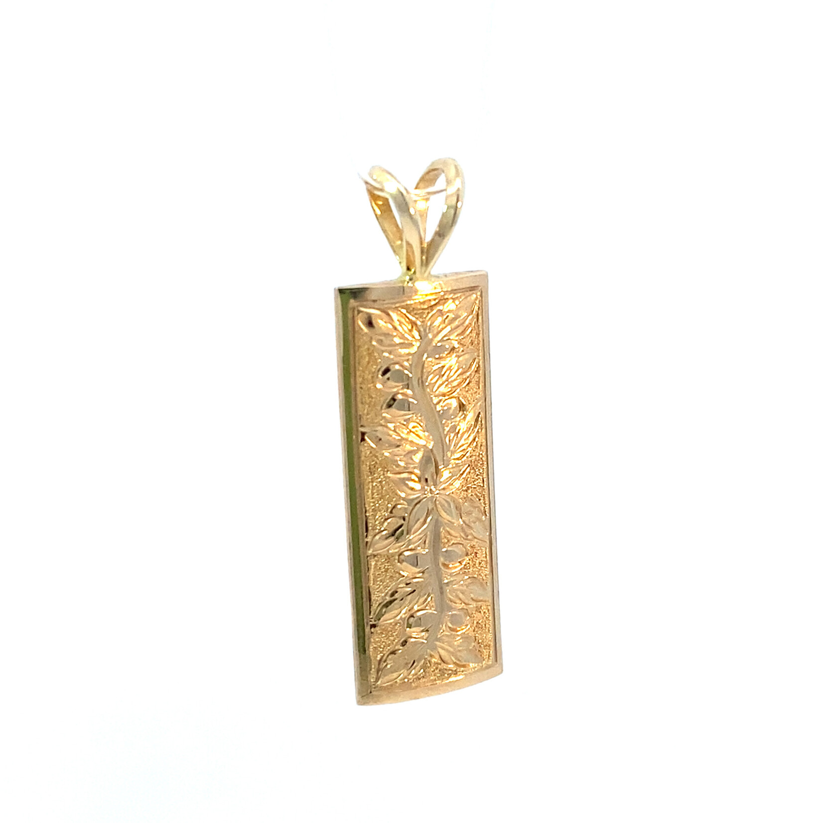 Kona Coffee 14K Yellow Gold 10mm Barrel Medium Vertical 1" Kona Coffee pendant