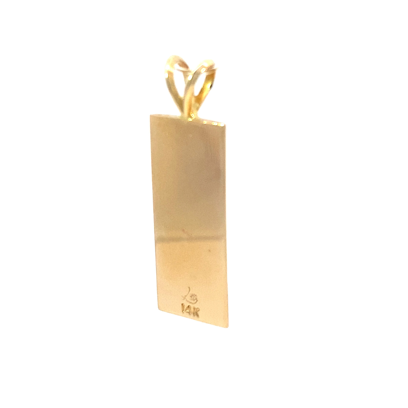 Kona Coffee 14K Yellow Gold 10mm Barrel Medium Vertical 1" Kona Coffee pendant