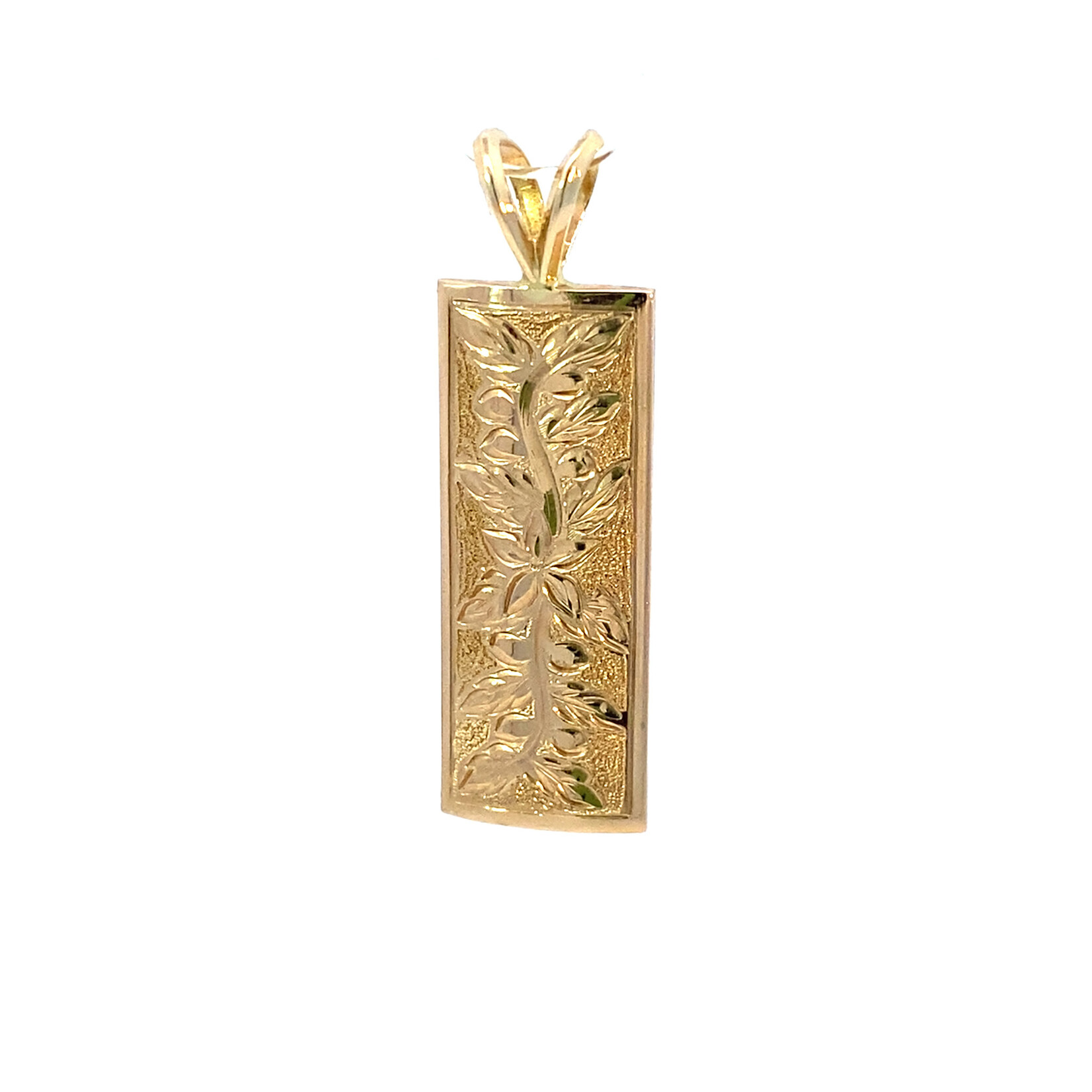 Kona Coffee 14K Yellow Gold 10mm Barrel Medium Vertical 1" Kona Coffee pendant