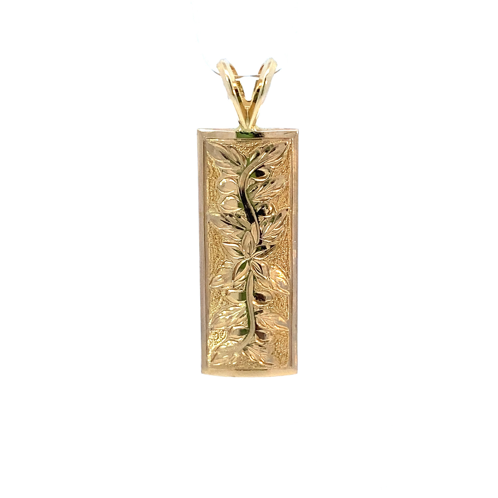 Kona Coffee 14K Yellow Gold 10mm Barrel Medium Vertical 1" Kona Coffee pendant